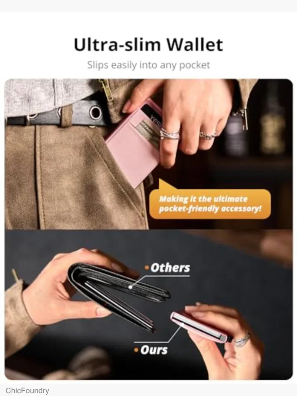 RFID Blocking Slim Minimalist Metal Wallet with Money Pocket Pop Up Card Holder